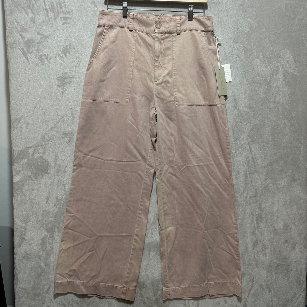 Joie Womens Pink Wide Leg Crop Cargo Pants Size 12 High Rise Lyocell Cotton NWT
